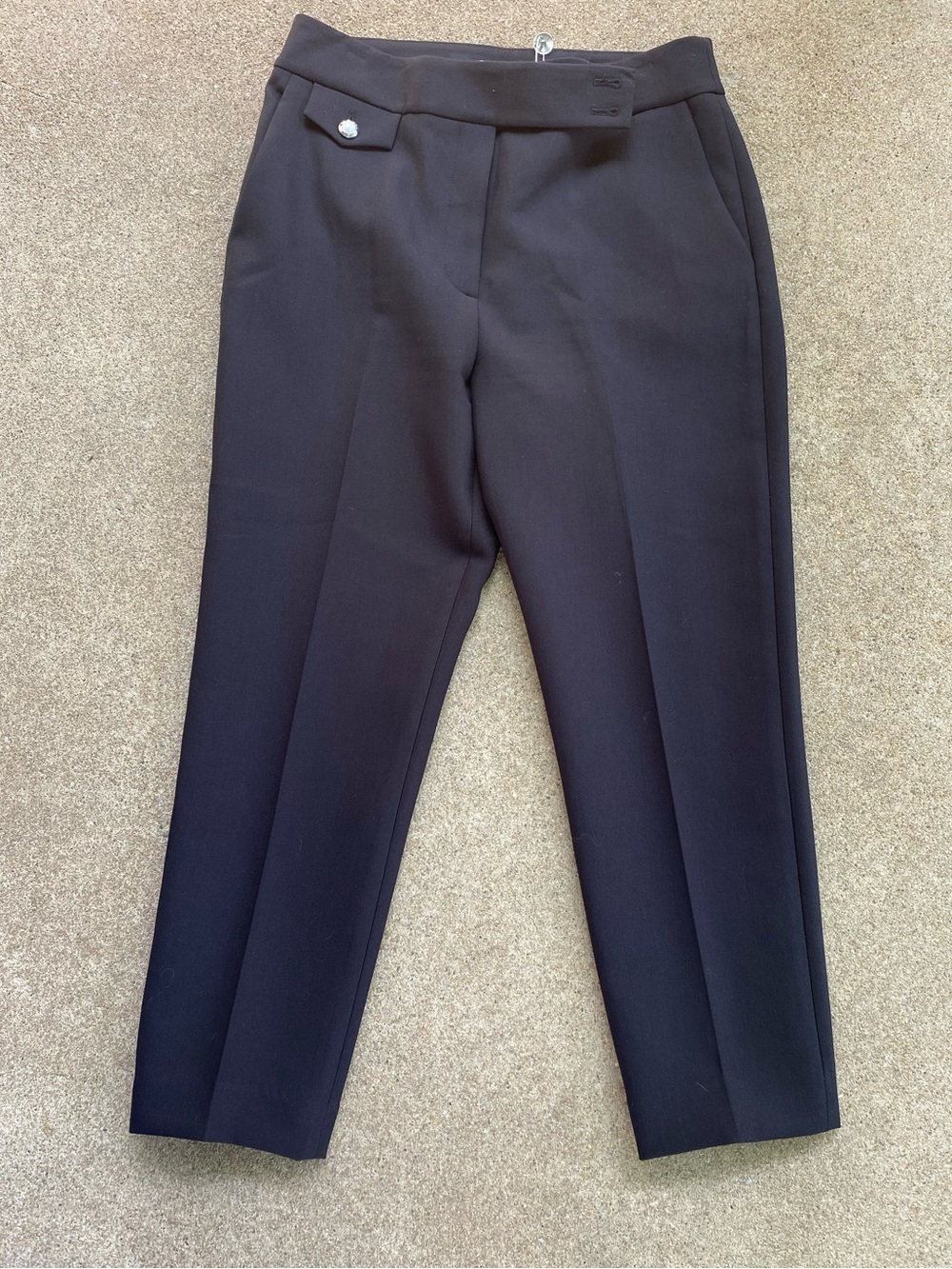 Veronica Beard Black Crest Buttoned Tailored Trousers